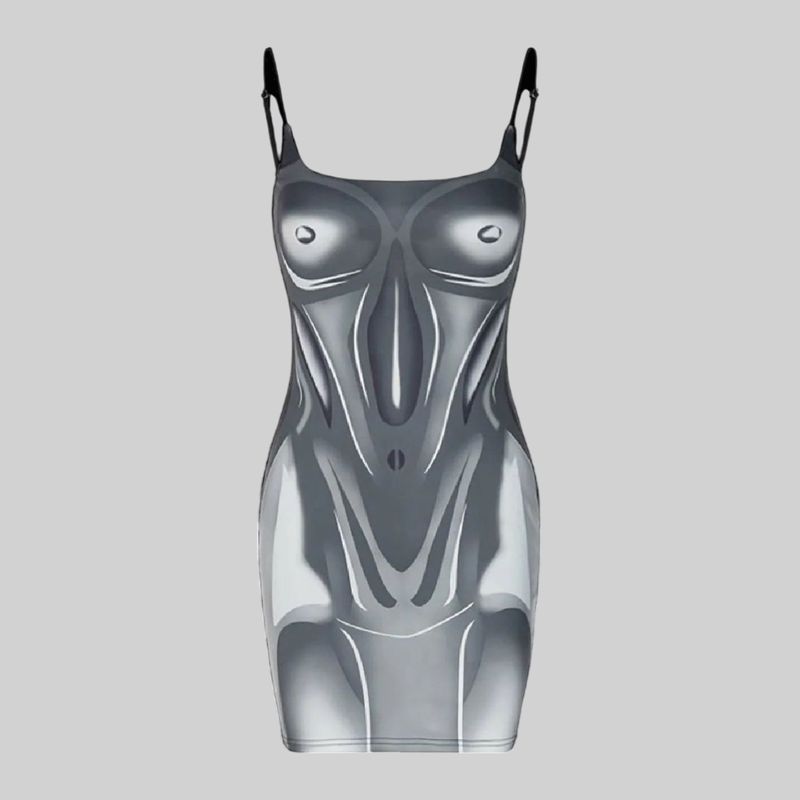Vestido corto con diseño de cuerpo humano