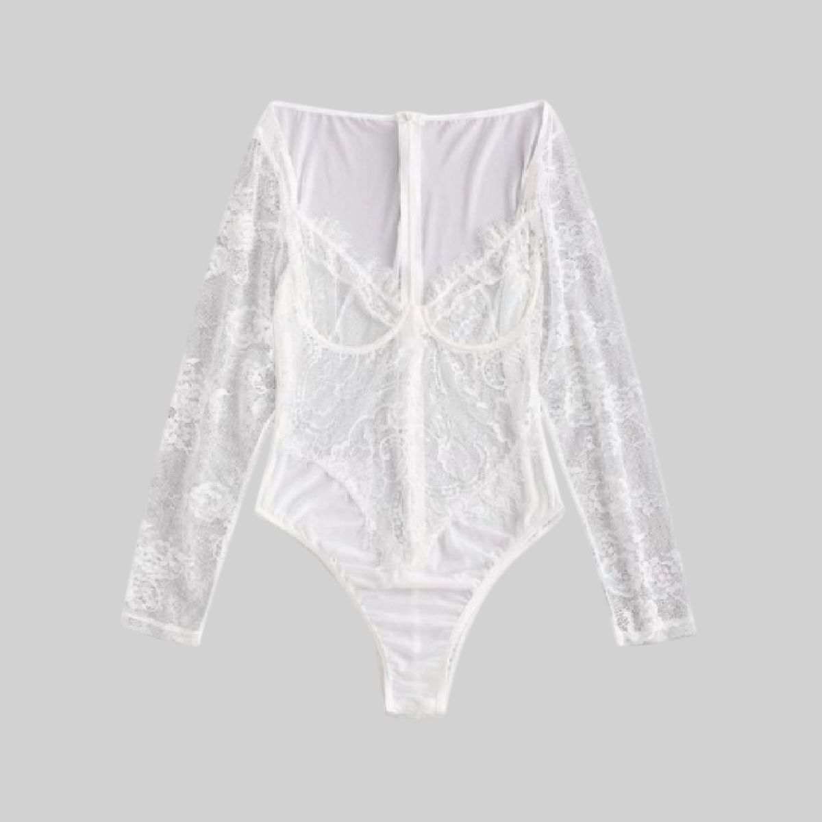 Body blanco de encaje con varillas