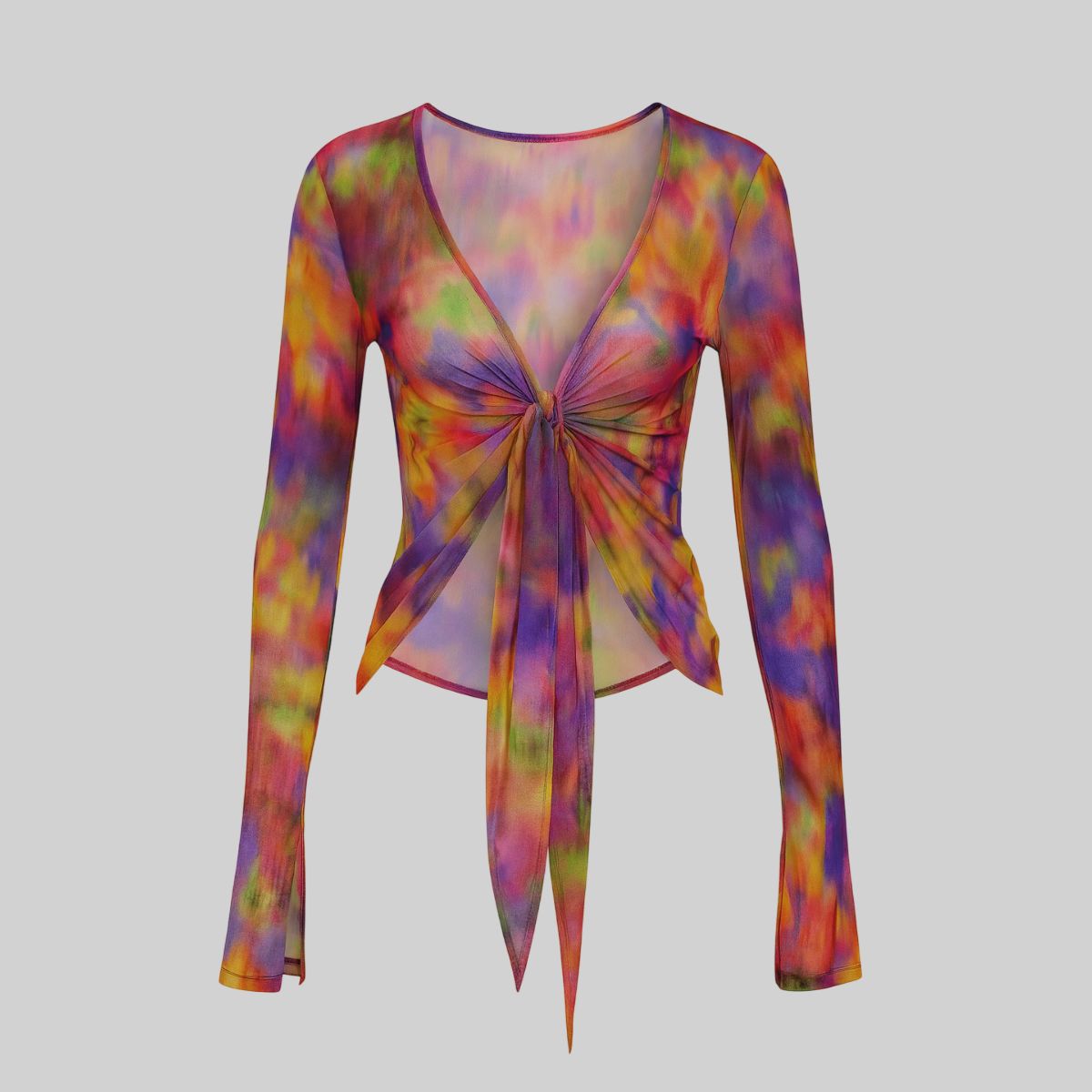 Blusa mesh multicolor de manga larga