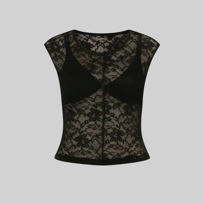 Blusa de encaje con espalda baja