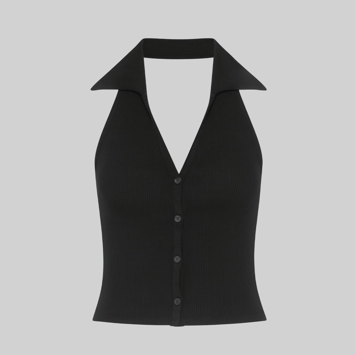 Blusa canalé con cuello y botones