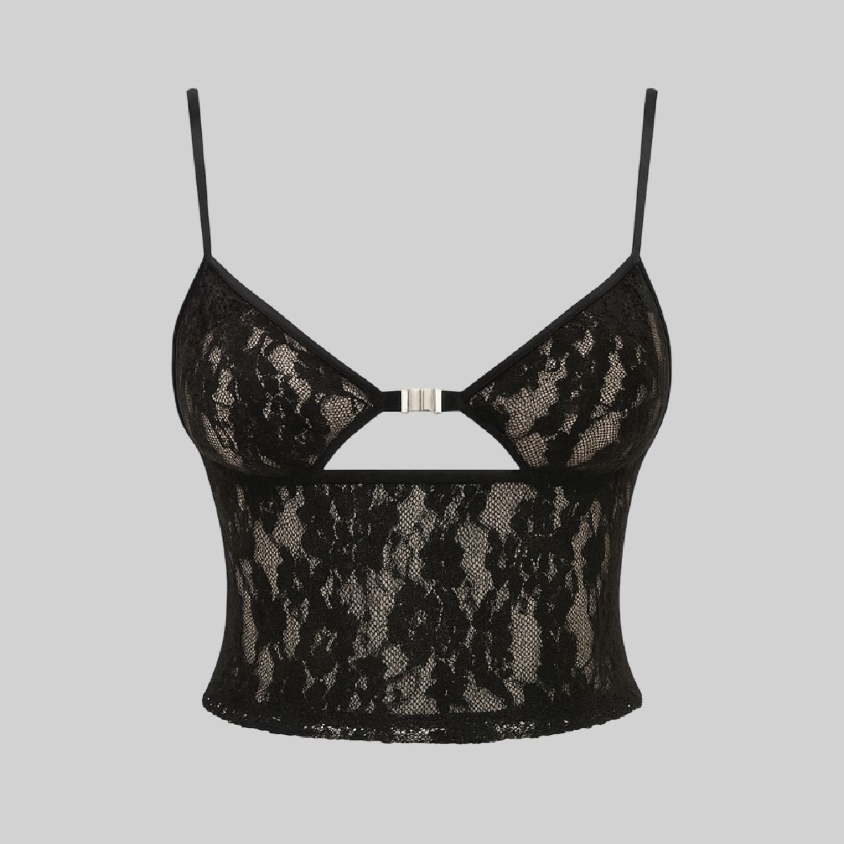 Blusa de mesh con encaje y copa integrada