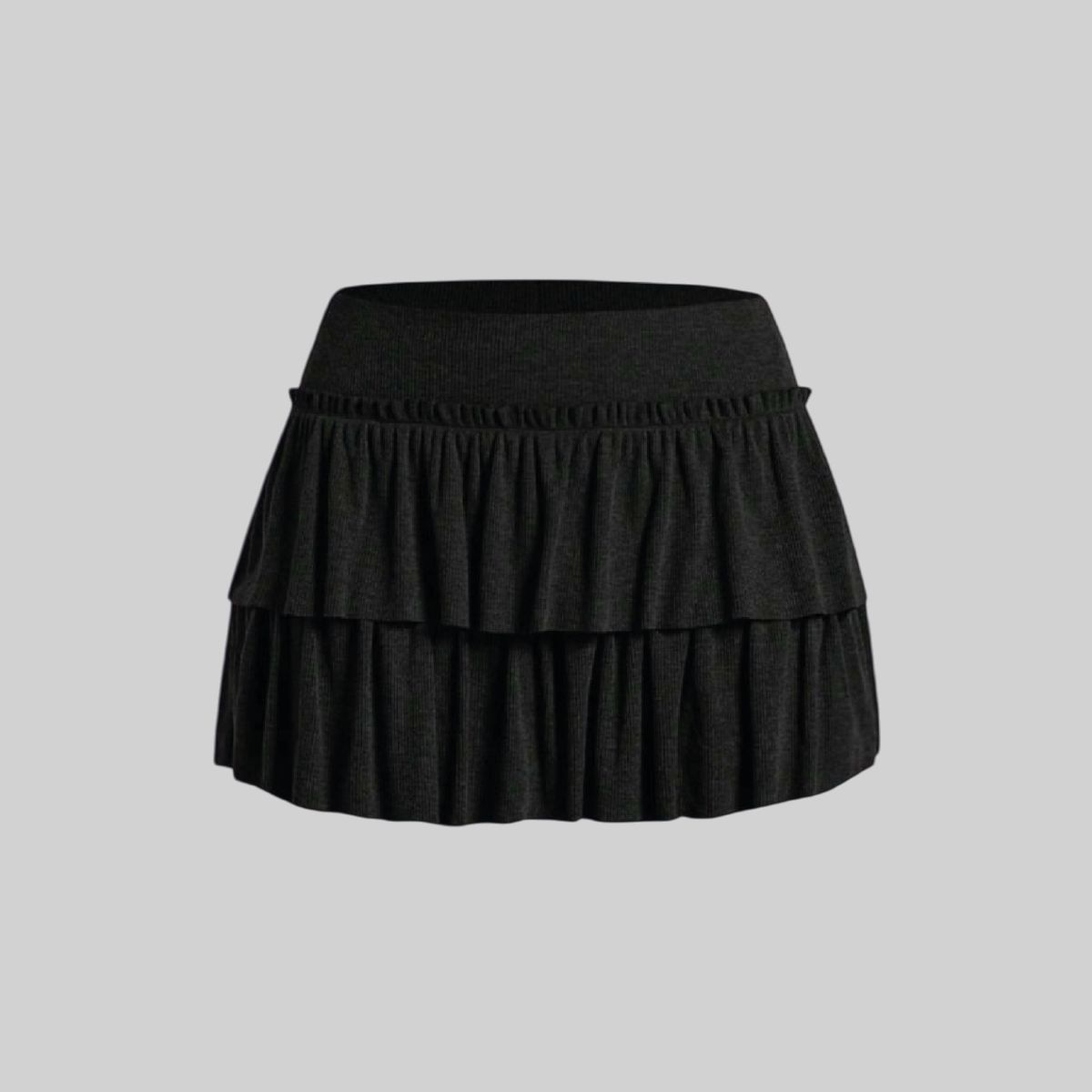 Falda corta de cintura alta con pliegues