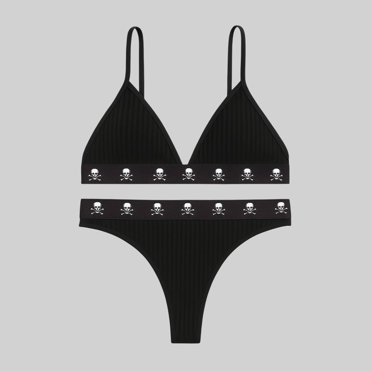 Lencería con estampado de calaveras