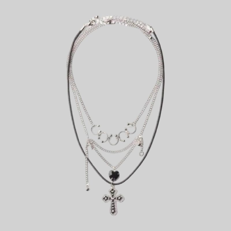 Collar de tres con cruz y corazón