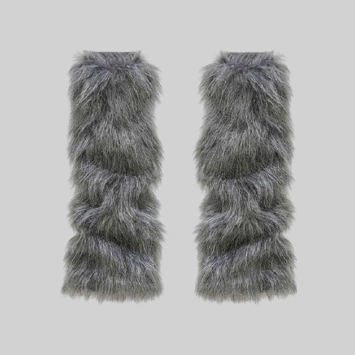 Calentadores en peluche gris