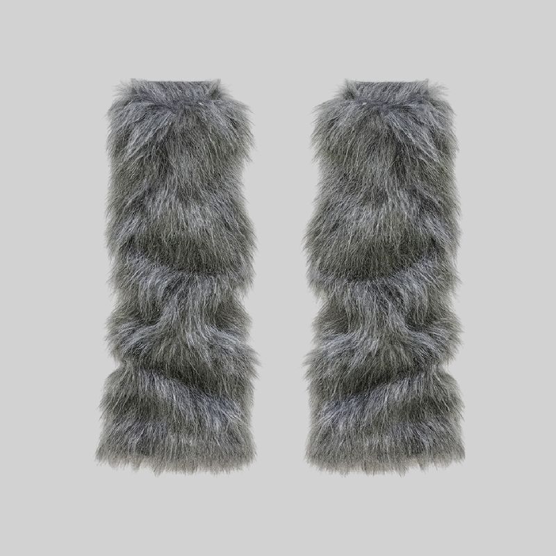 Calentadores en peluche gris
