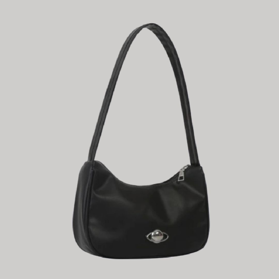 Bolso baguette con planeta metálico