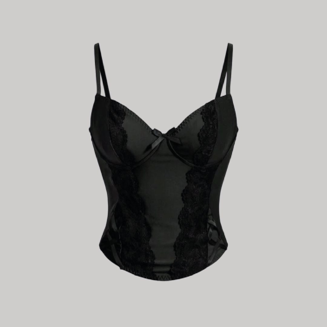 Bustier de tirantes encaje contraste