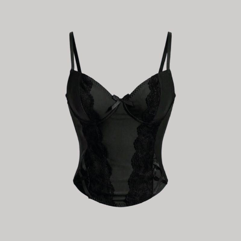 Bustier de tirantes encaje contraste