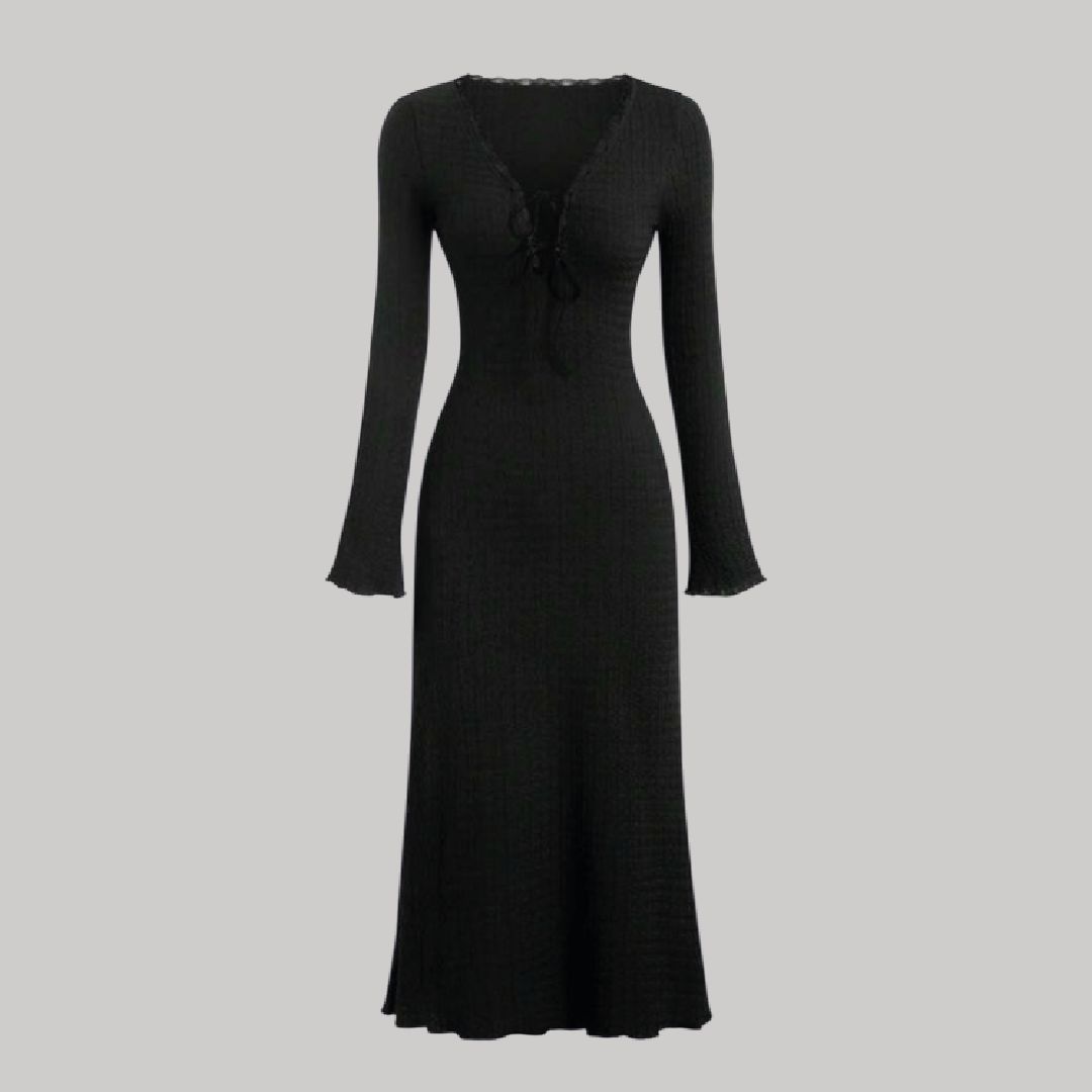 Vestido maxi mangas campana