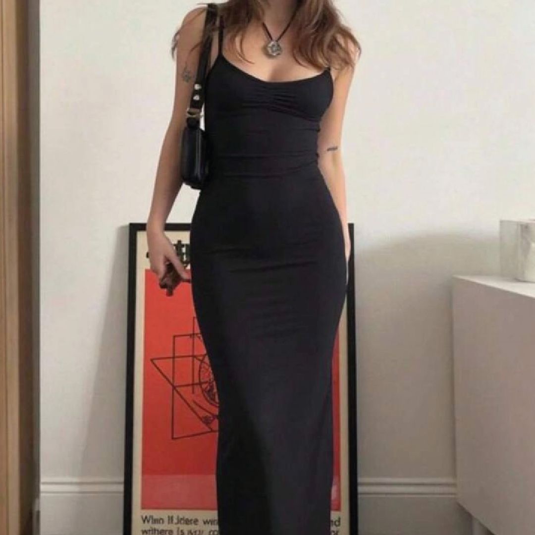 Vestido largo fruncido ajustable
