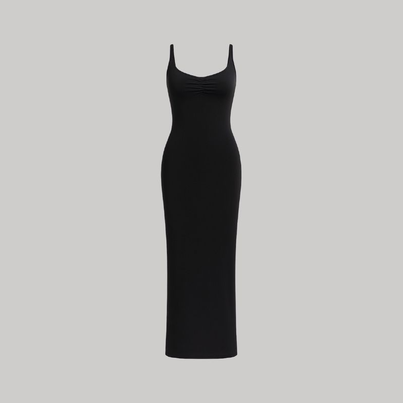 Vestido largo fruncido ajustable
