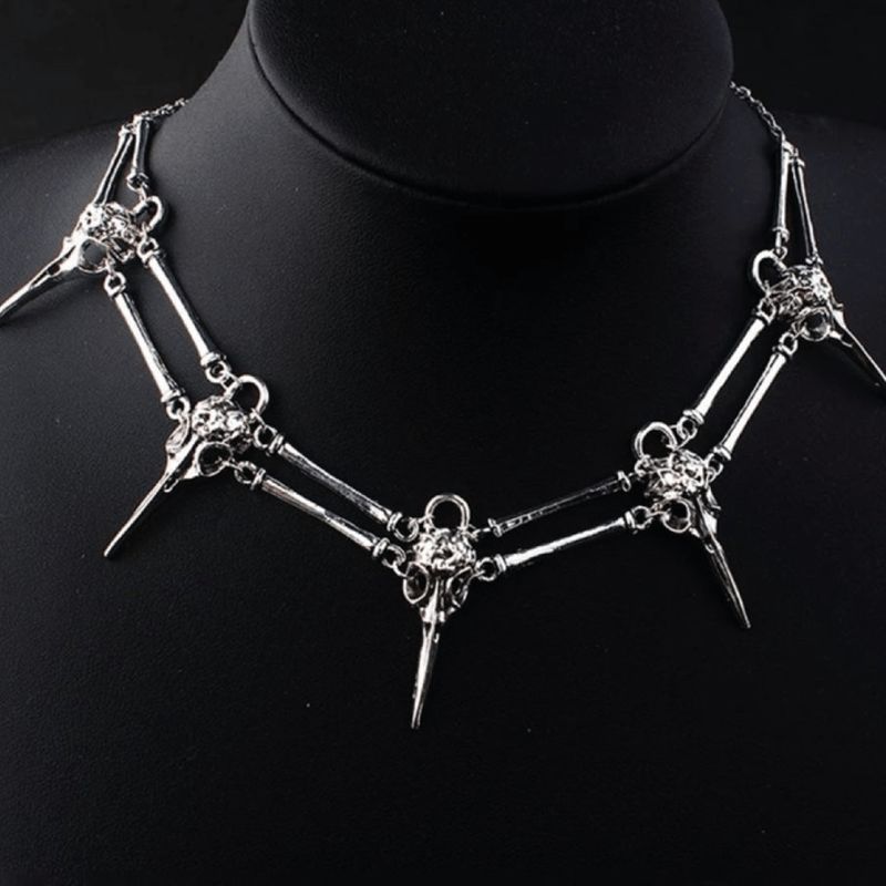 Choker calavera de cuervo – acero