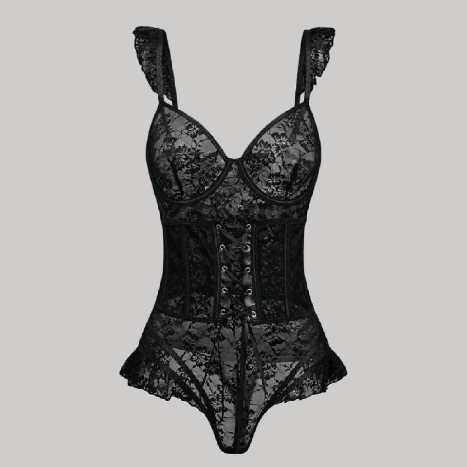 Body 2-en-1 encaje oscuro + corsé