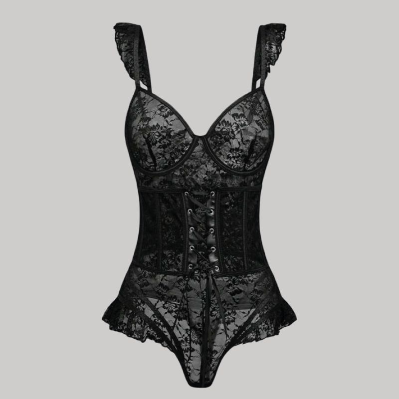 Body 2-en-1 encaje oscuro + corsé