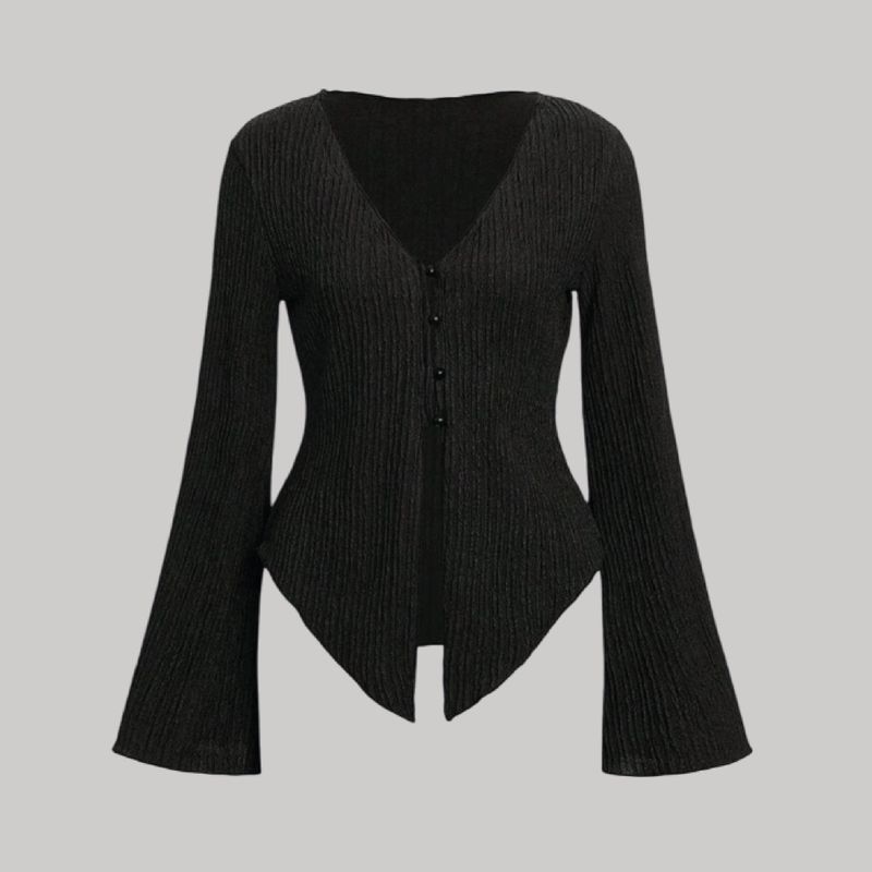 Blusa canalé manga campana