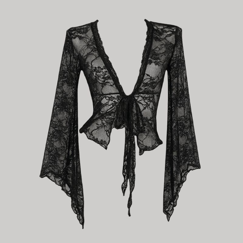 Top encaje manga larga ajustable