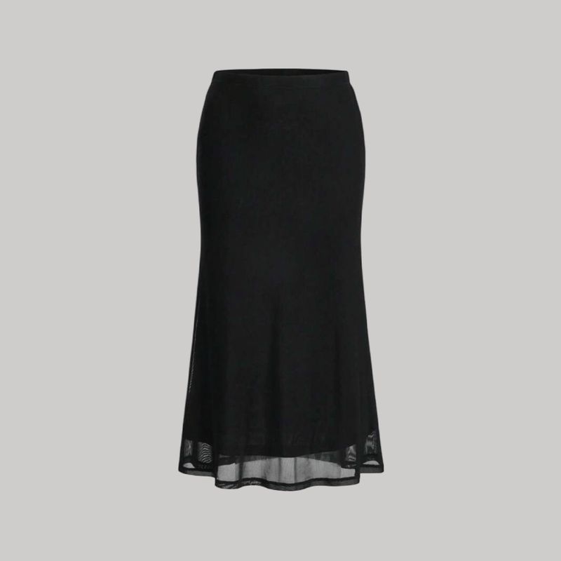 Falda midi con mesh encima (no transparente)
