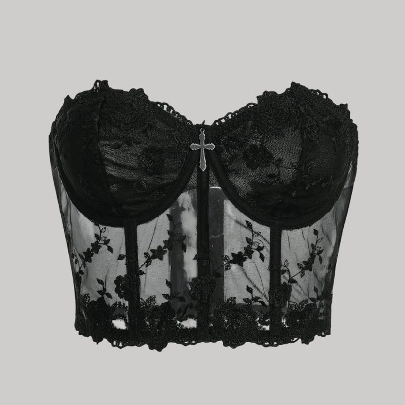 Bustier encaje ajustable + cruz