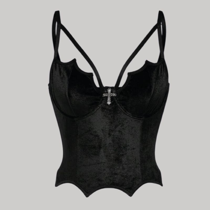 Bustier “Bat” velvet + cruz