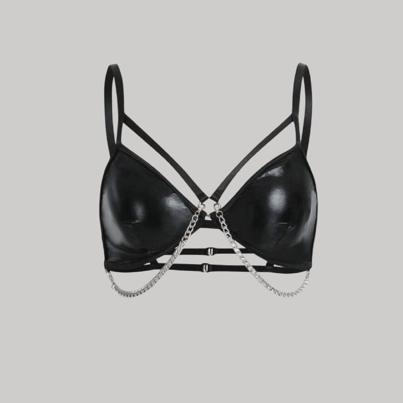 Sujetador cuerina con cadena