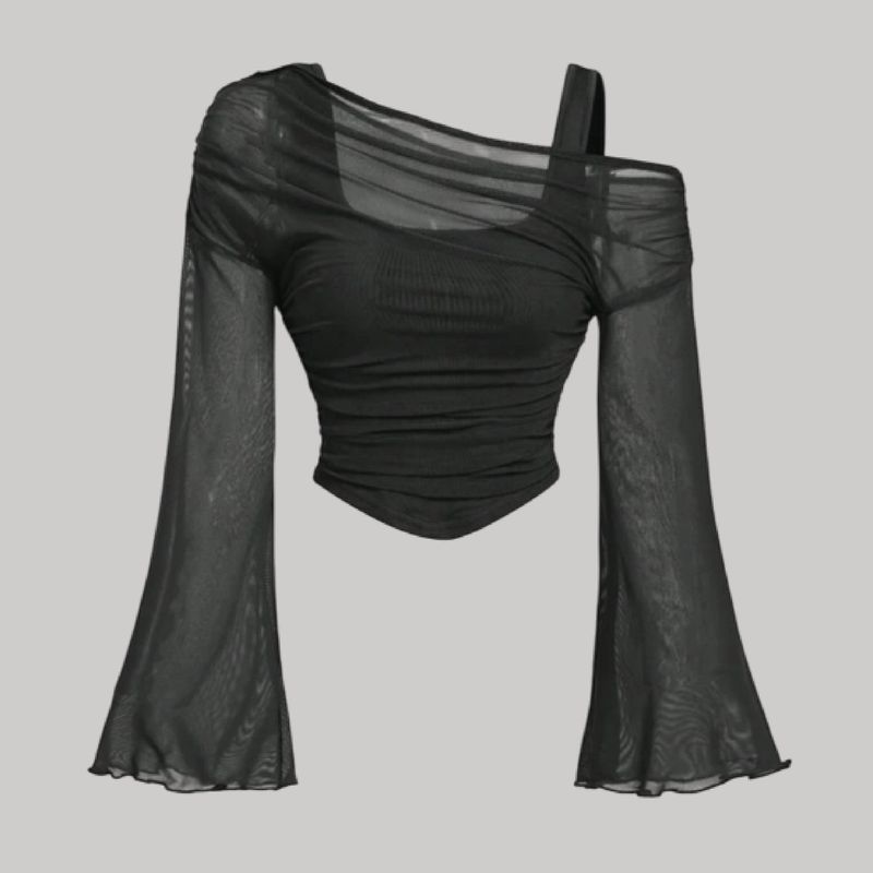 Top con mesh encima + manga campana