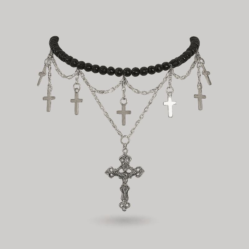Collar en capas de cruz