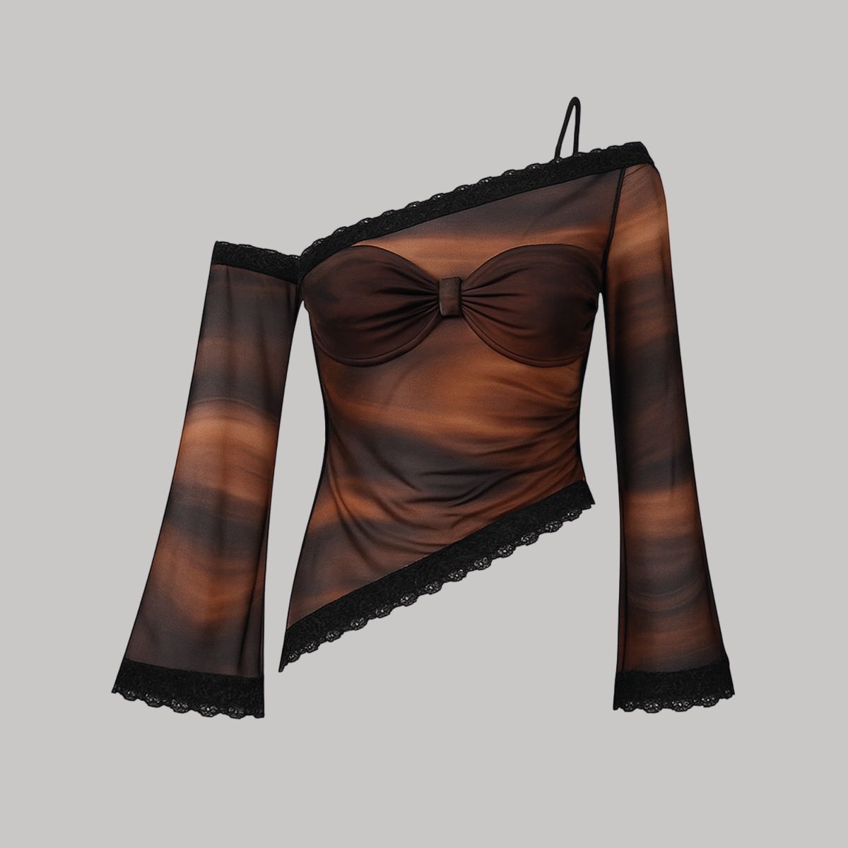 Blusa asimétrica con campana y encaje