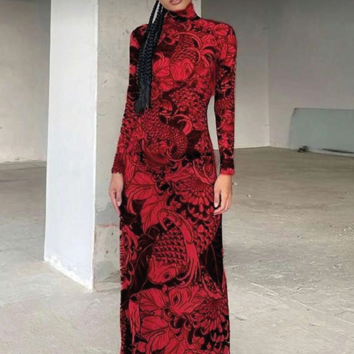 Vestido mesh dragón – manga larga