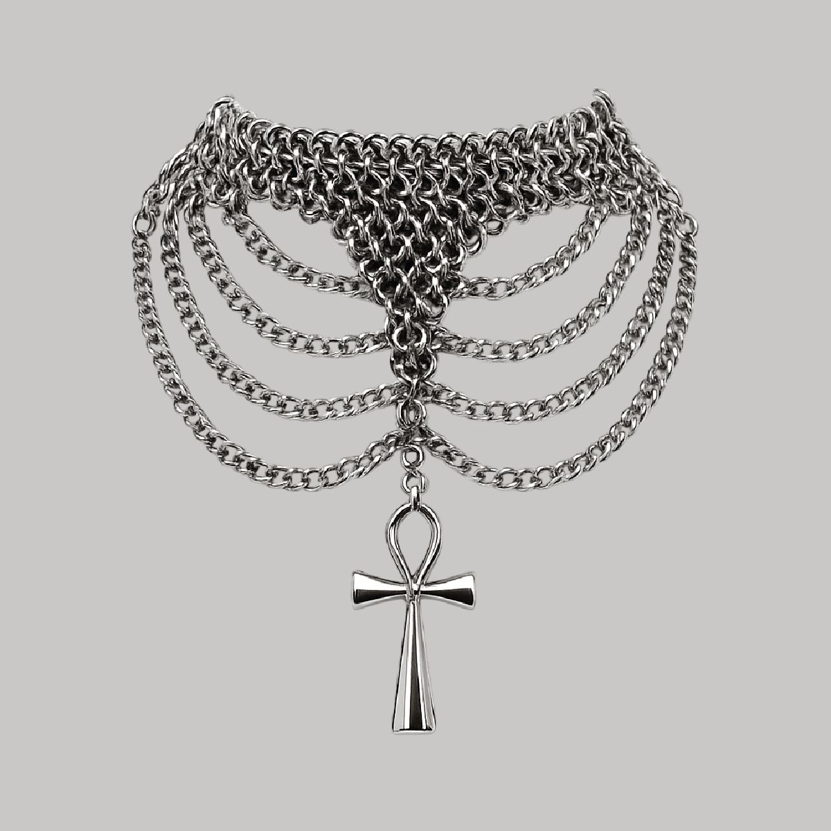 Collar de cadenas con cruz