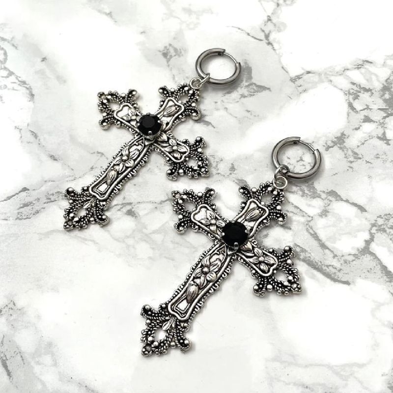 Aretes argolla cruz XL