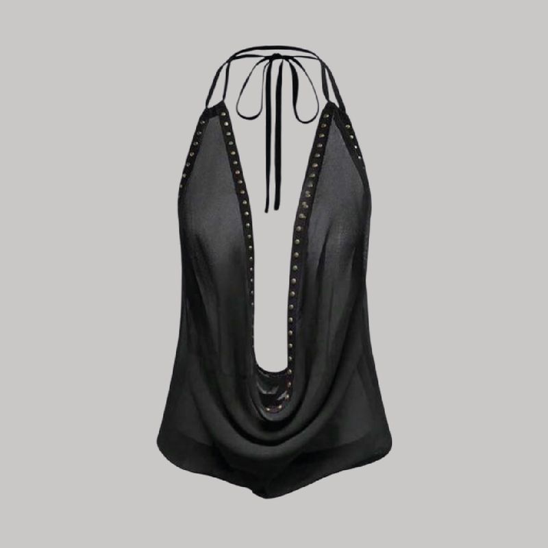 Top cuello caído – mesh