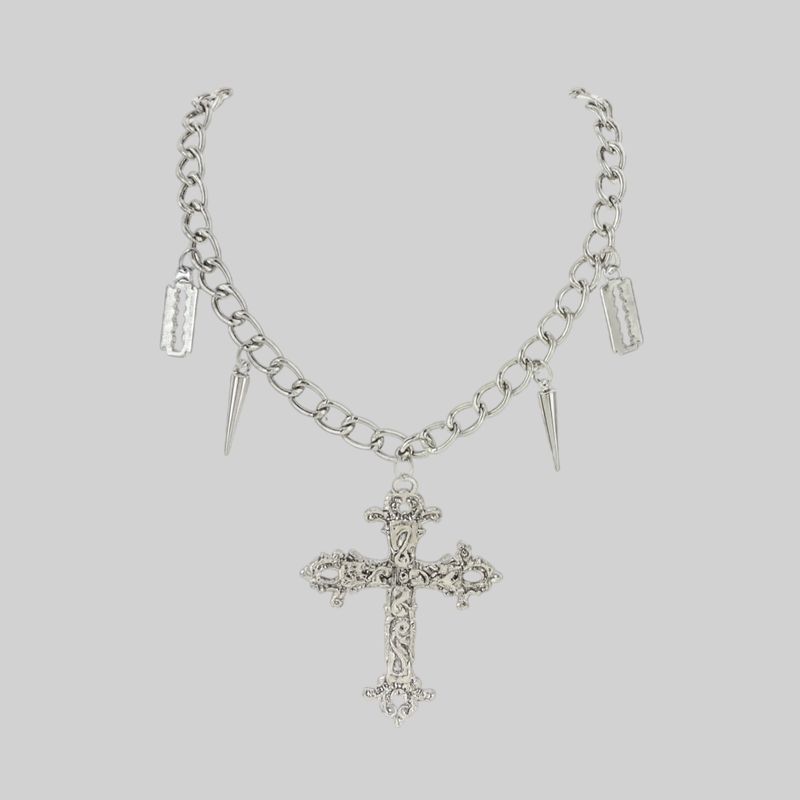 Collar versátil con cruz y dije de cuchilla