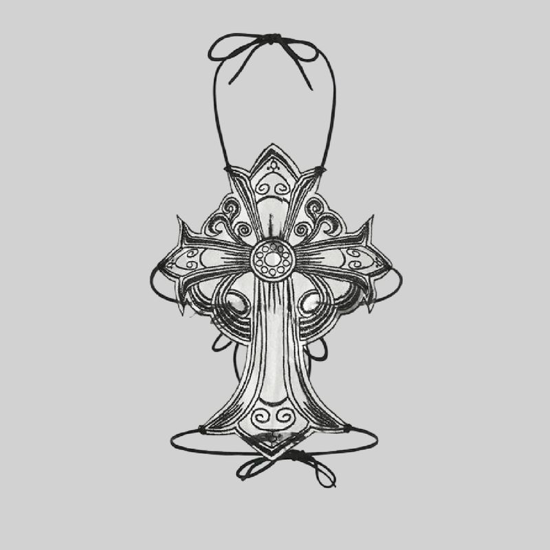 Top con diseño de cruz de encaje