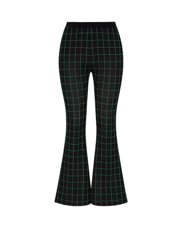 Pantalón acampanado con líneas geométricas fosforecentes