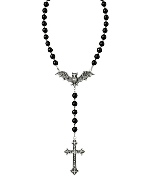 Crucifijo con murciélago y cruz colgante