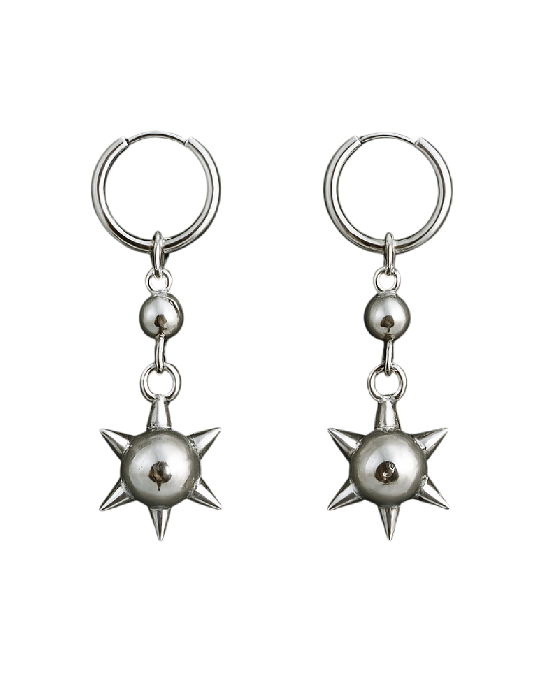 Aretes largos con bola de púas – estilo industrial