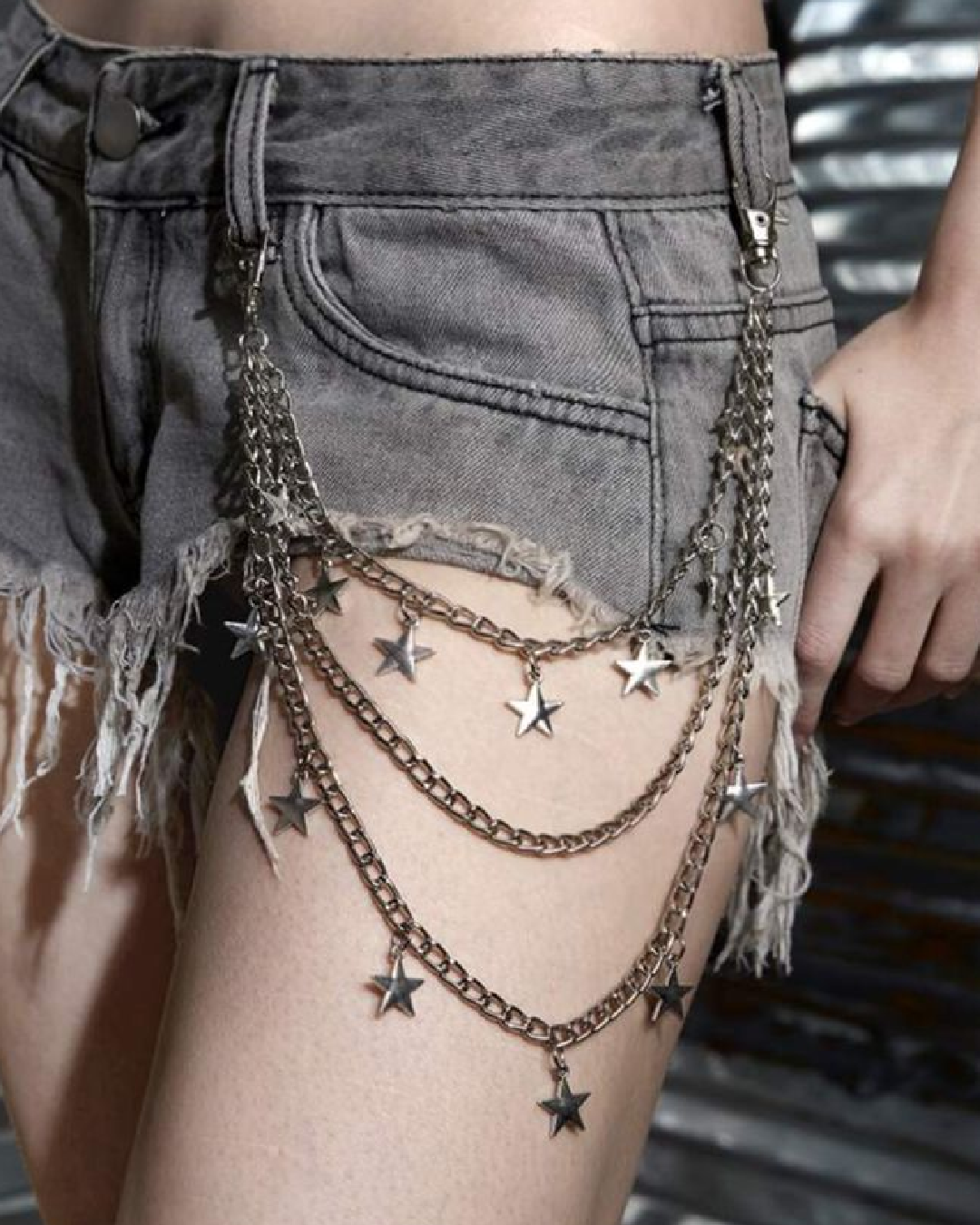 Cadena de cintura lateral con diseño de estrellas
