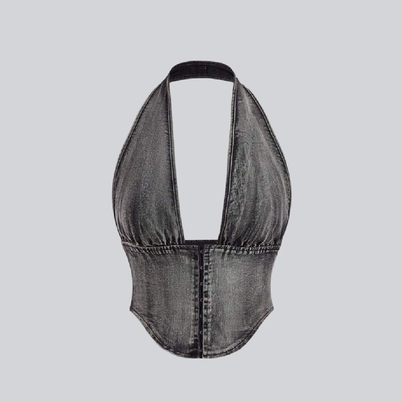 Bustier denim halter