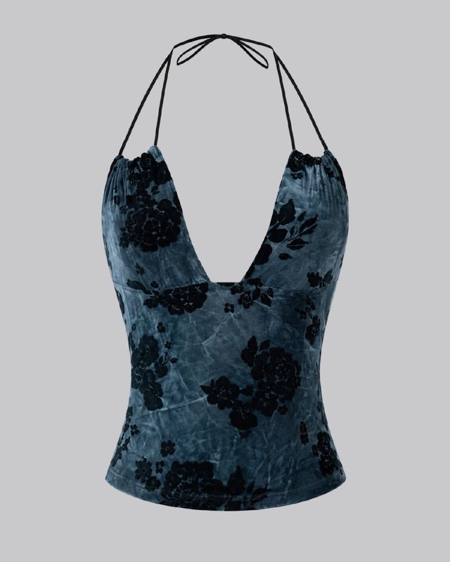 Top azul flores ajustable