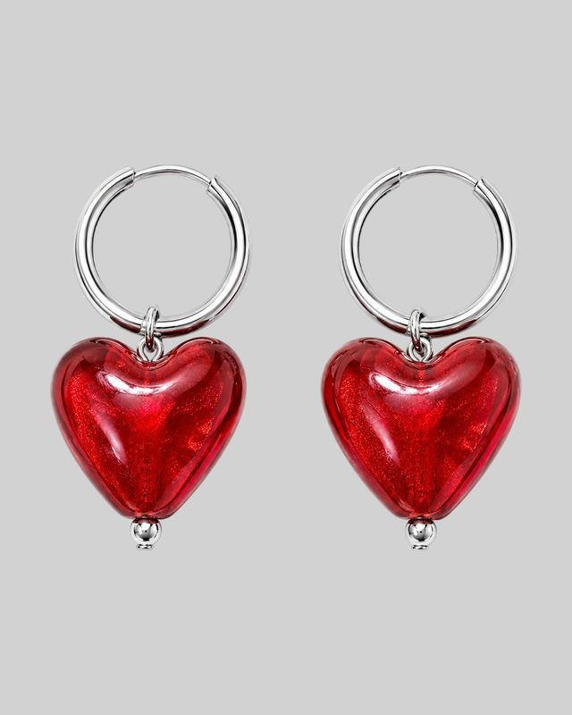 Aretes Corazón Rojo