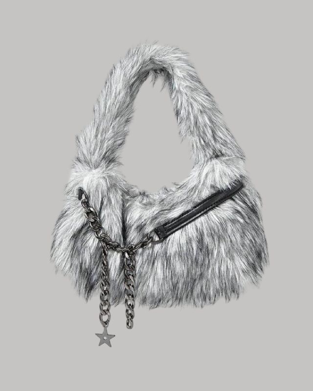 Bolsa de hombro peluche gris