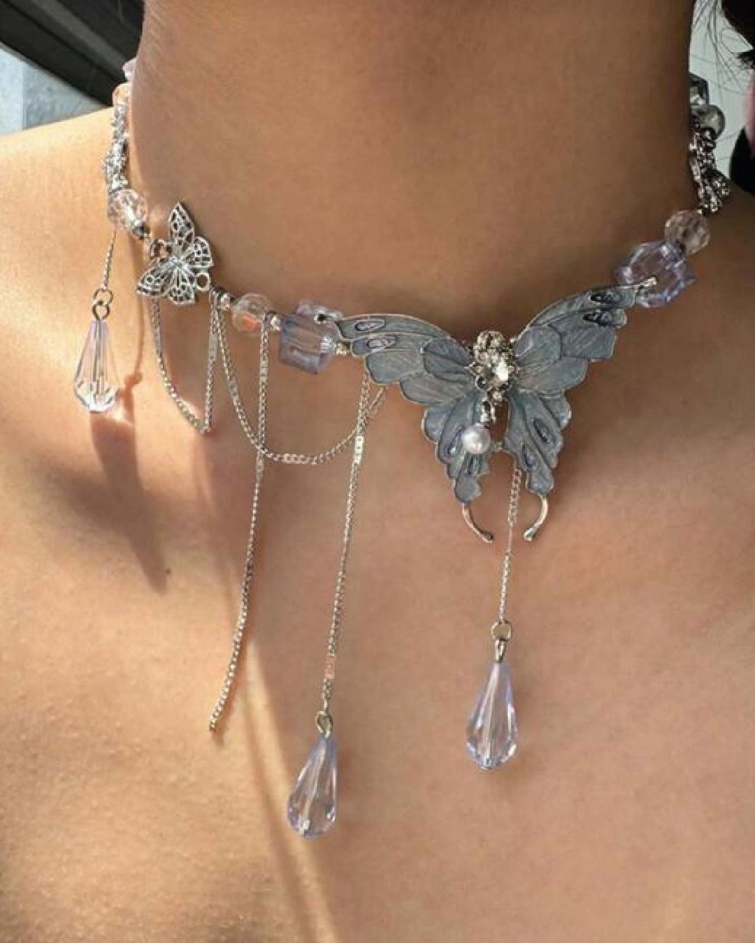 Choker celeste “Blue Butterfly Choker”