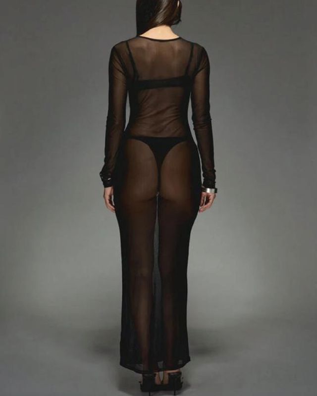Vestido largo mesh “Playboy Script Maxi”