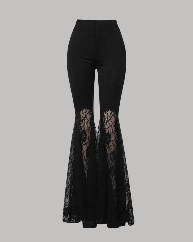 Pantalón flared con encaje