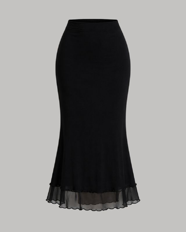 Falda larga sirena con mesh encima