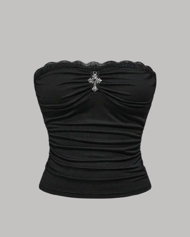 Top tubo con cruz al frente