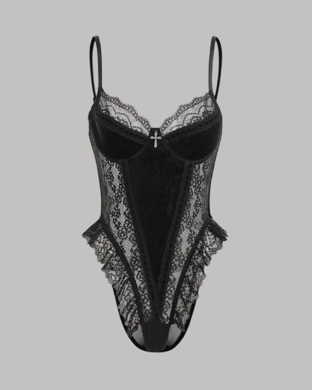 Body encaje + dije cruz