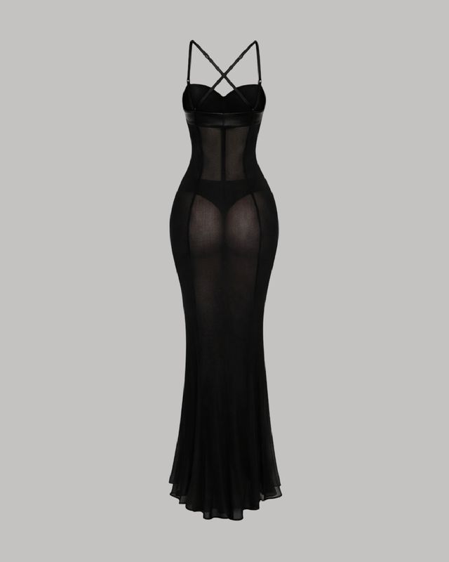 Vestido largo sirena estilo látex